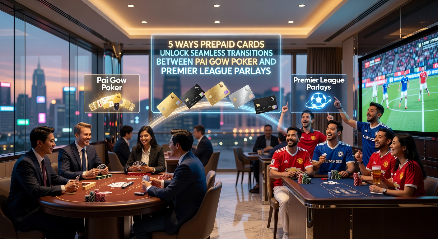 Prepaid kaart die Pai Gow Poker en Premier League weddenschappen verbindt op een mobiel scherm