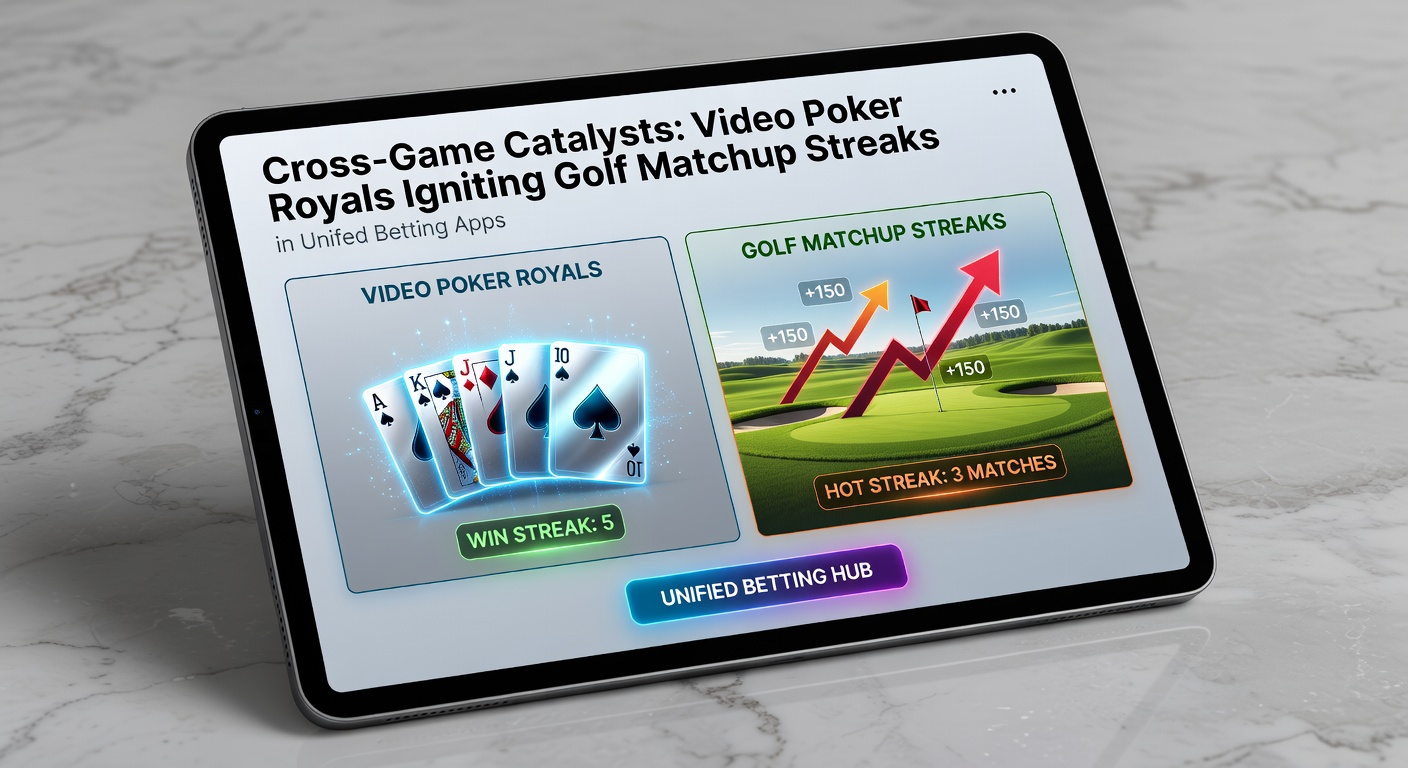 Voorbeeld van een golfmatchup-streak geactiveerd door video poker royal in een mobiele app