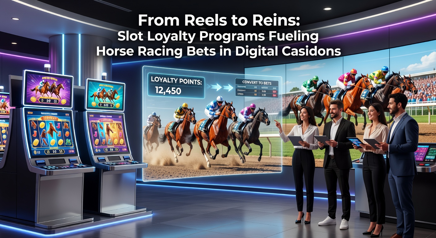 Grafiek met stijgende lijnen van slot loyaliteitspunten die converteren naar paardenrennen weddenschappen in een digitaal casino dashboard