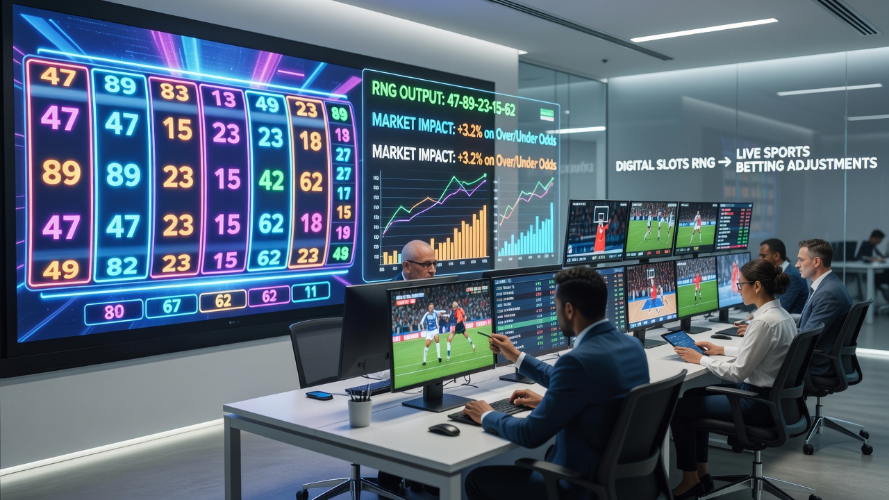 Diagram van dataflow tussen slot RNG en live sportweddenschapsmarkten