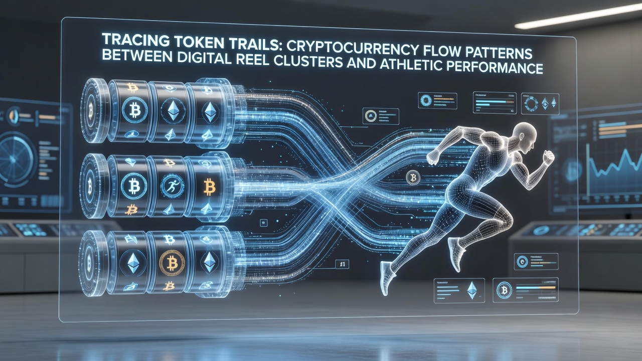Grafische weergave van token flows tussen digitale reels en sportstatistieken in een mobiel unified betting systeem