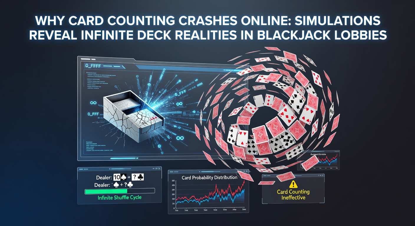 Grafiek met simulatiecurves van online blackjack handen, illustrerend constante house edge ondanks counting pogingen